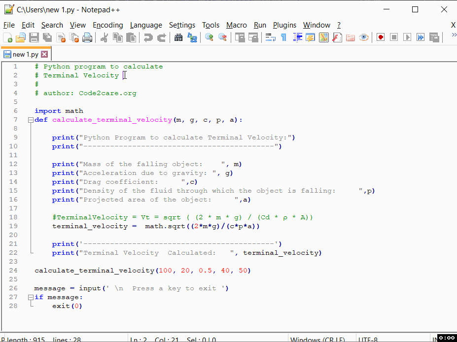 How to run Python code from Notepad++ Example.gif